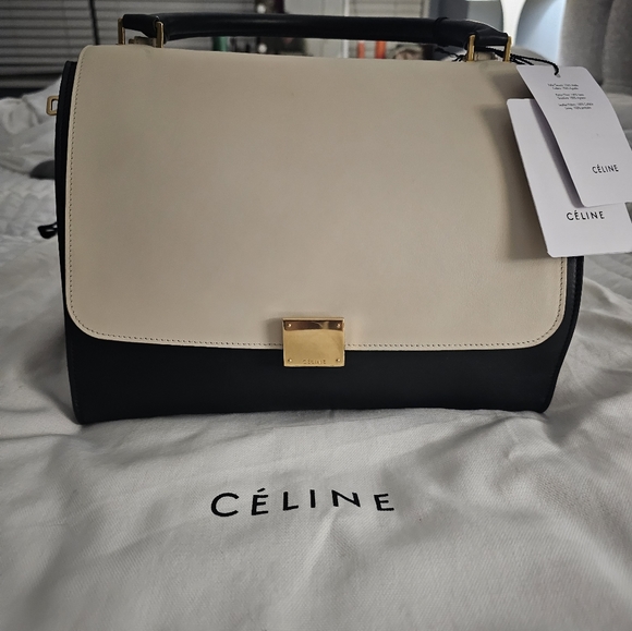 ICONIC☆Vintage Celine Trapeze - Tricolor Ivory Flap/Khaki/Black☆NWT - Picture 15 of 15